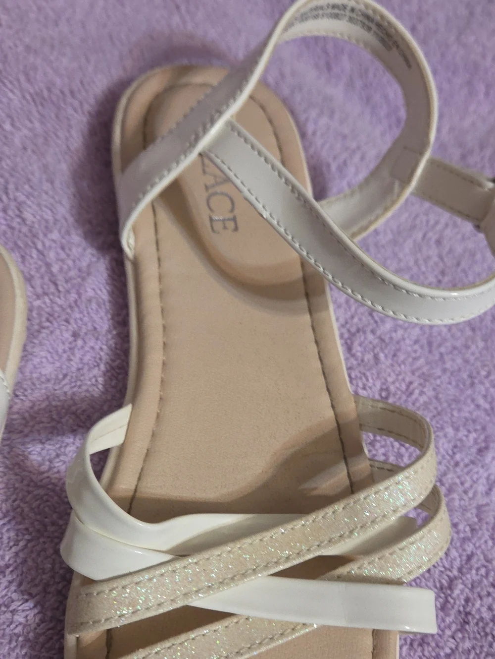 Childrens Place Girls Sandals White /Sparkly Size 3